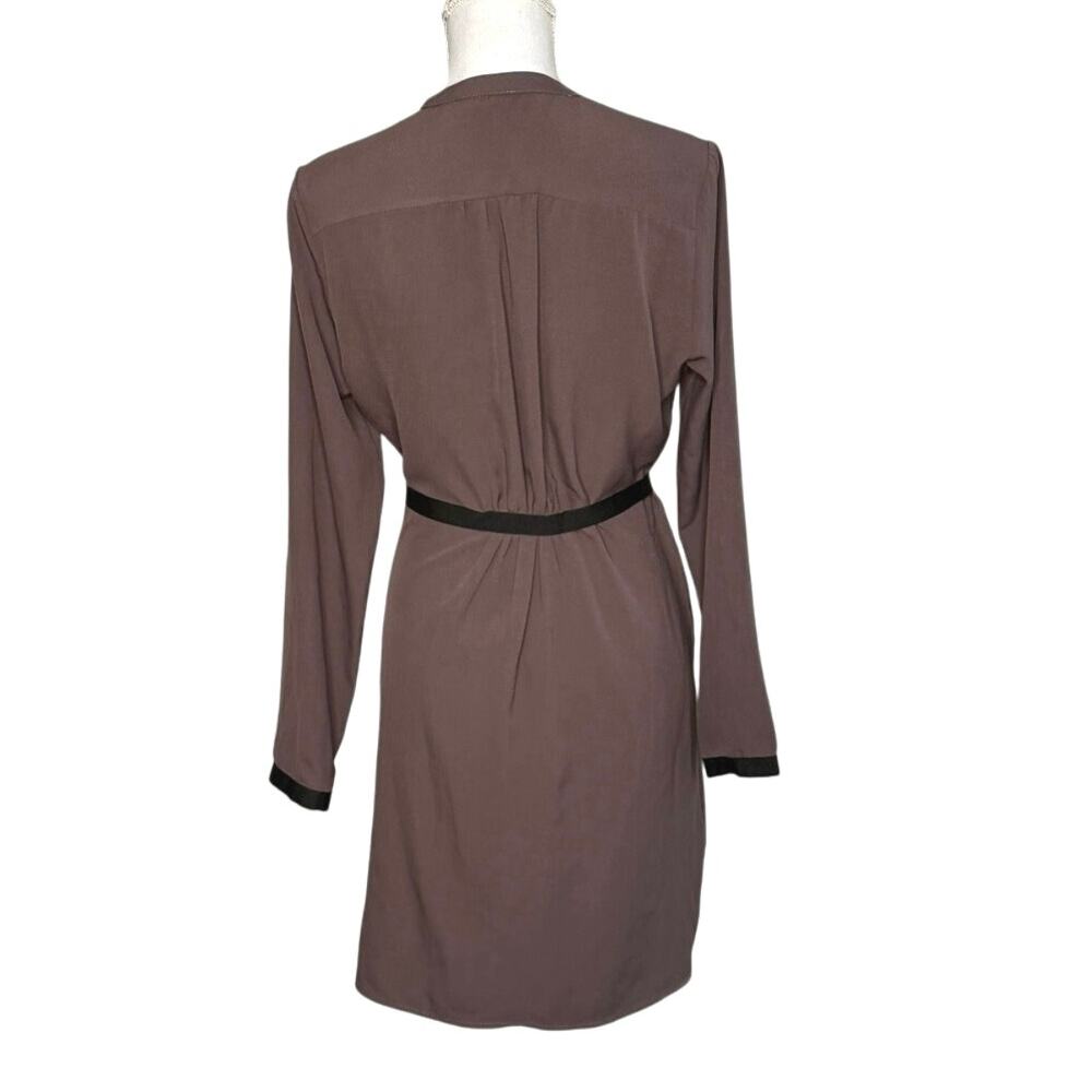 Motivi shirt dress with belt long sleeves brown black made in Italy - Picture 4 of 6